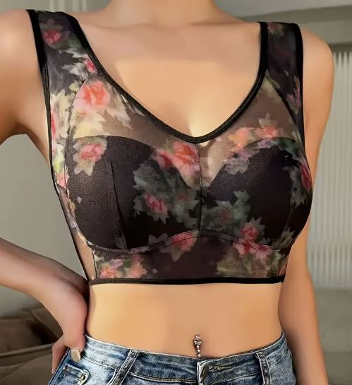 Soutien-gorge à fleur imprimé très léger